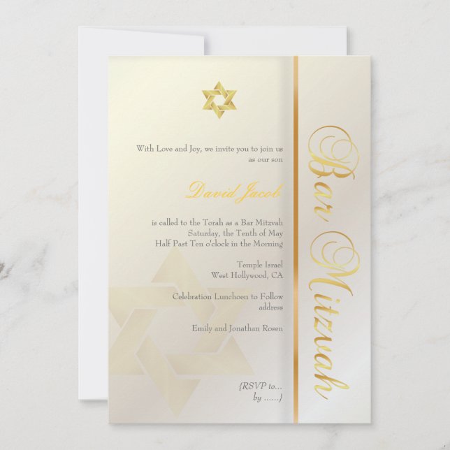 Bar Mitzvah/pearl/gold Invitation (Front)