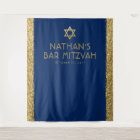 Bar Mitzvah Photo Backdrop Blue Gold