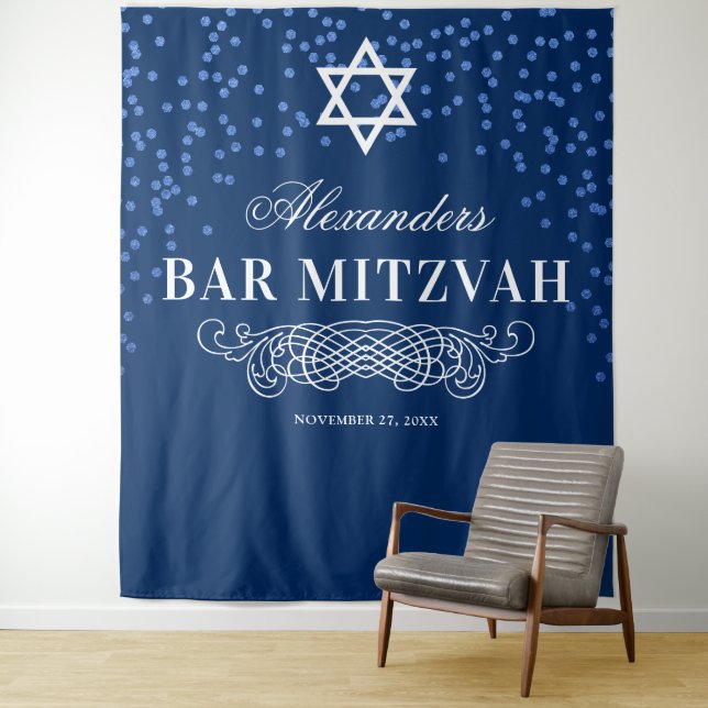 Bar Mitzvah Photo Backdrop Tapestry (In Situ)