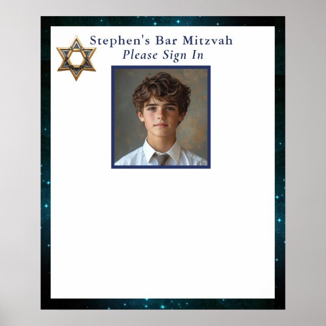Bar Mitzvah Photo Sign in Board (Front)