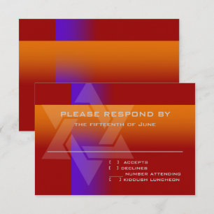 Bar Mitzvah Purple and Orange on Any Colour RSVP Card