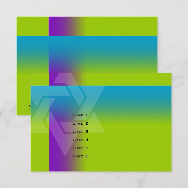 Bar Mitzvah Purple and Turquoise on Any Colour Card (Front/Back)