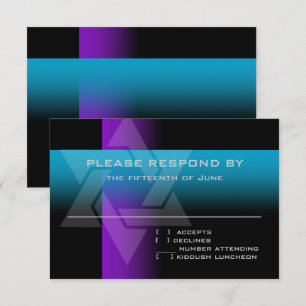 Bar Mitzvah Purple and Turquoise on Any Colour RSVP Card