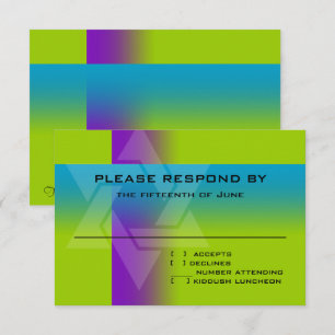 Bar Mitzvah Purple and Turquoise on Any Colour RSVP Card