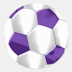 Bar Mitzvah Purple and White Soccer Ball Classic Round Sticker