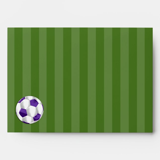 Bar Mitzvah Purple and White Soccer Ball Envelopes (Front)