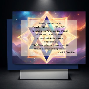 Bar Mitzvah Purple Blue Ethereal Space Invitation