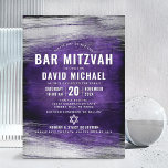 Bar Mitzvah Purple Silver Foil Bold Modern Type Invitation<br><div class="desc">Be proud, rejoice and showcase this milestone of your favourite Bar Mitzvah! Send out this cool, unique, modern, personalised invitation for an event to remember. Metallic silver foil brush strokes and Star of David, along with bold, white typography, overlay a rich, dark purple watercolor paint background. Personalise the custom text...</div>