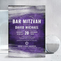 Bar Mitzvah Purple Silver Foil Bold Modern Type