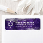 Bar Mitzvah Purple Silver Foil Bold Return Address<br><div class="desc">Be proud, rejoice and celebrate this milestone of your favourite Bar Mitzvah whenever you use this cool, unique, modern, personalised return address label! Metallic silver foil brush strokes and Star of David, along with bold, white typography, overlay a rich, dark purple ombre watercolor background. Personalise the custom text with your...</div>