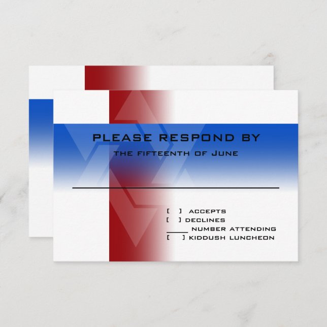 Bar Mitzvah Red and Blue on Any Colour RSVP Card (Front/Back)