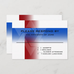 Bar Mitzvah Red and Blue on Any Colour RSVP Card