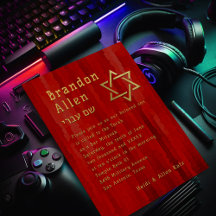 Bar Mitzvah Red Streaks Invitation