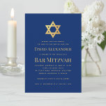 Bar Mitzvah Royal Blue Gold Star of David Simple Invitation<br><div class="desc">A simple blue and gold bar mitzvah invitation whose only decoration is the faux gold foil star of David in the upper part (and on the back). All text is in golden caps and can be edited. The background is royal blue.</div>