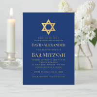 Bar Mitzvah Royal Blue Gold Star of David Simple
