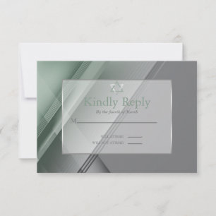Bar Mitzvah RSVP Contemporary Green Charcoal Card