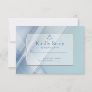 Bar Mitzvah RSVP Contemporary Shades of Blue Card