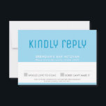 BAR MITZVAH RSVP cute stylish star of david blue Card<br><div class="desc">by kat massard >>> kat@simplysweetPAPERIE.com <<< A stylish design for your RSVP REPLY CARDS - to match your main invitations. A sophisticated and clever affordable option for the budget conscious bride. TIP :: 1. To resize / reposition the image/photo hit the orange "customise it" button. 2. You can also change...</div>