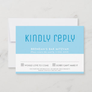 BAR MITZVAH RSVP cute stylish star of david blue Card