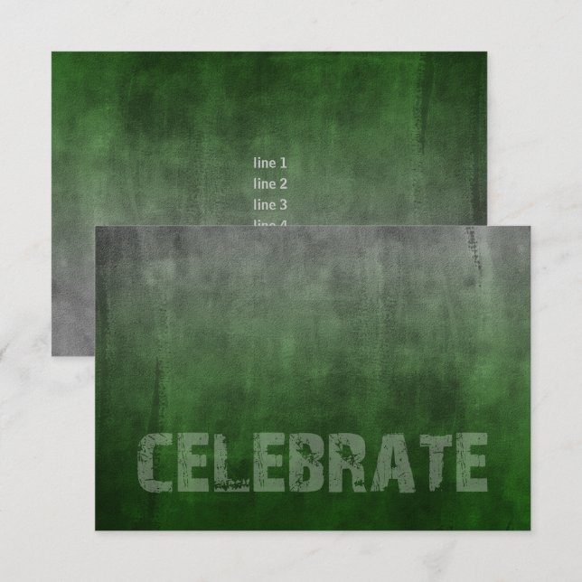 Bar Mitzvah Rugged Fade Green Reception Invitation (Front/Back)