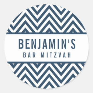 BAR MITZVAH SEAL simple modern block chevron navy