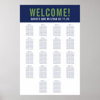 BAR MITZVAH SEATING CHART 18 tables navy green