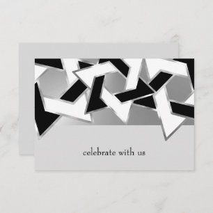 Bar Mitzvah Silver Black White Star of David Invitation