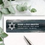 Bar Mitzvah Silver Foil Dark Grey Return Address<br><div class="desc">Be proud, rejoice and celebrate this milestone of your favourite Bar Mitzvah whenever you use this cool, unique, modern, personalised return address label! Metallic silver foil brush strokes and Star of David, along with bold, white typography, overlay a rich, dark charcoal grey blue ombre paint background. Personalise the custom text...</div>