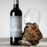 Bar Mitzvah Silver Grey Tallit Bold Script Modern Wine Label<br><div class="desc">Be proud, rejoice and showcase this milestone of your favourite Bar Mitzvah! Use this cool, unique, modern, personalised wine label to add to his special day. Bold, white script typography, Star of David, and a soft grey and silver glitter striped tallit inspired graphic overlay a simple, lighter soft grey background....</div>
