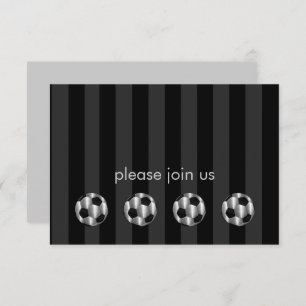 Bar Mitzvah Silver Soccer Balls RSVP Card