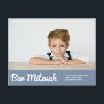Bar Mitzvah Simple Modern Custom Photo Invitation Postcard<br><div class="desc">Available here:
http://www.zazzle.com/store/selectpartysupplies</div>