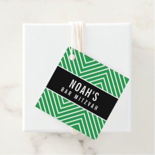 BAR MITZVAH simple modern geometric kelly green Favour Tags