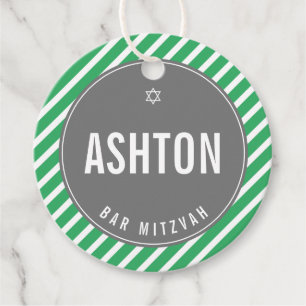BAR MITZVAH simple modern nfl green black Favour Tags