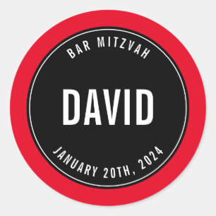 BAR MITZVAH simple modern plain black roayl blue Classic Round Sticker
