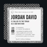 BAR MITZVAH simple modern trendy silver glitter Invitation<br><div class="desc">by kat massard >>> kat@simplysweetPAPERIE.com <<< CONTACT ME for custom wording or to add any lines in Hebrew Love the design, but would like to see some changes - another colour scheme, product, add a photo or adapted for a different occasion - no worries simply contact me - I am...</div>
