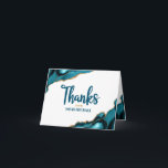 Bar Mitzvah Simple Modern Turquoise Agate Script Thank You Card<br><div class="desc">Make sure your favourite Bar Mitzvah shows his appreciation to all who supported his milestone event! Send out this cool, unique, modern, personalised thank you card. Turquoise blue handwritten script and bold, sans serif typography overlay a simple, clean white background with turquoise blue agate rocks accented with faux gold veins....</div>