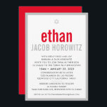 BAR MITZVAH simple star modern name red grey Invitation<br><div class="desc">by kat massard >>> kat@simplysweetPAPERIE.com <<< CONTACT ME for custom wording or to add any lines in Hebrew Love the design, but would like to see some changes - another colour scheme, product, add a photo or adapted for a different occasion - no worries simply contact me - I am...</div>