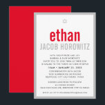BAR MITZVAH simple star modern name red grey Invitation<br><div class="desc">by kat massard >>> kat@simplysweetPAPERIE.com <<< CONTACT ME for custom wording or to add any lines in Hebrew Love the design, but would like to see some changes - another colour scheme, product, add a photo or adapted for a different occasion - no worries simply contact me - I am...</div>