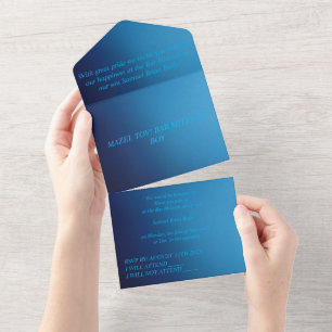 BAR MITZVAH SON 13TH SIMPLE ALL IN ONE INVITATION