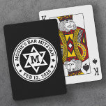 Bar mitzvah Star of David black any colour monogra Playing Cards<br><div class="desc">Bar mitzvah playing cards featuring a white Star of David with the boy's monogram initial,  and name and date around the star. The default colours are white and black but all colours are fully customisable in the design tool.</div>
