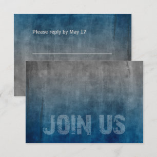 Bar Mitzvah Star of David Blue Grunge RSVP Card