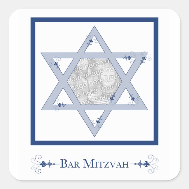 bar mitzvah (star of david elegance photo gift) square sticker (Front)
