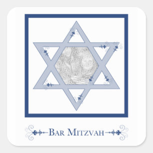 bar mitzvah (star of david elegance photo gift) square sticker
