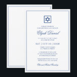 Bar Mitzvah Star of David Elegant Classic Blue Invitation<br><div class="desc">Composed of elegant serif and cursive script typography on frame with a star of David. This design is timeless,  classic and elegant.

This is designed by Select Party Supplies,  exclusive for Zazzle.

Available here:
http://www.zazzle.com/selectpartysupplies</div>