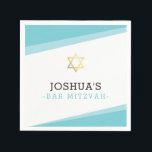 BAR MITZVAH star simple modern turquoise blue Napkin<br><div class="desc">by kat massard >>> WWW.SIMPLYSWEETPAPERIE.COM <<<</div>