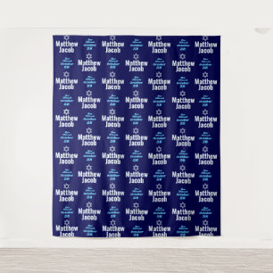 Bar Mitzvah Step and Repeat Party Backdrop Tapestry
