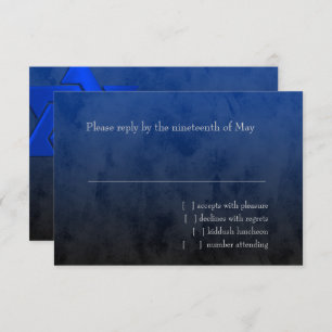 Bar Mitzvah Stylish Blue Star of David Ombre RSVP Card