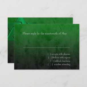 Bar Mitzvah Stylish Green Star of David Ombre RSVP Card