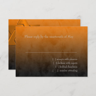 Bar Mitzvah Stylish Orange Star of David Ombre RSVP Card