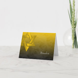 Bar Mitzvah Stylish Yellow Star of David Ombre Note Card